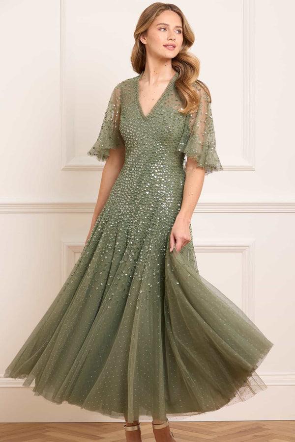 Needle & Thread Dappled Sequin Cape Ankle Gown
