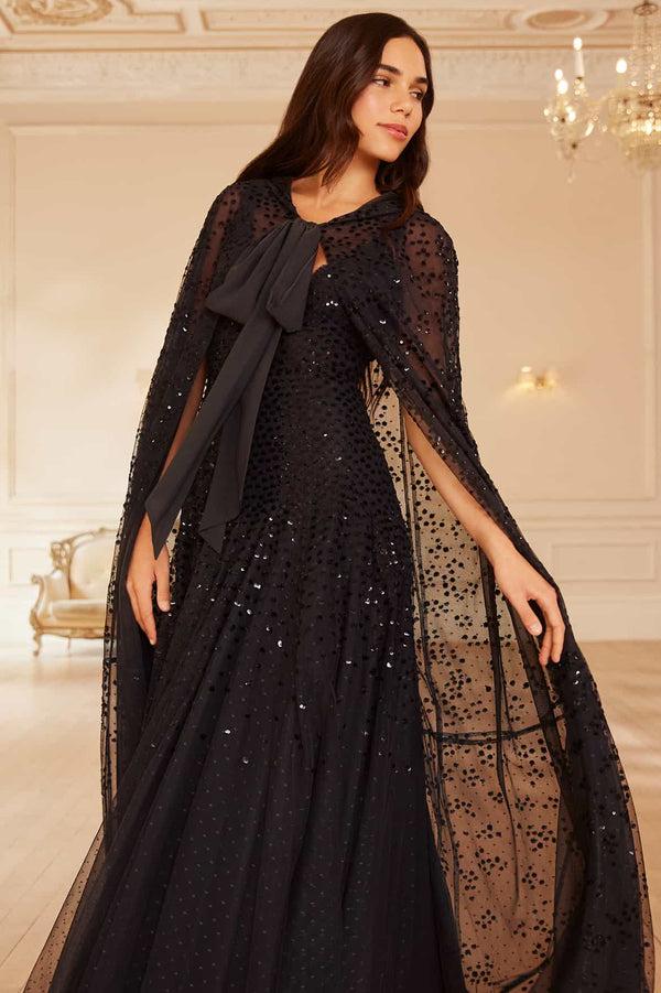 needle & thread Dappled Sequin Hooded Long Cape