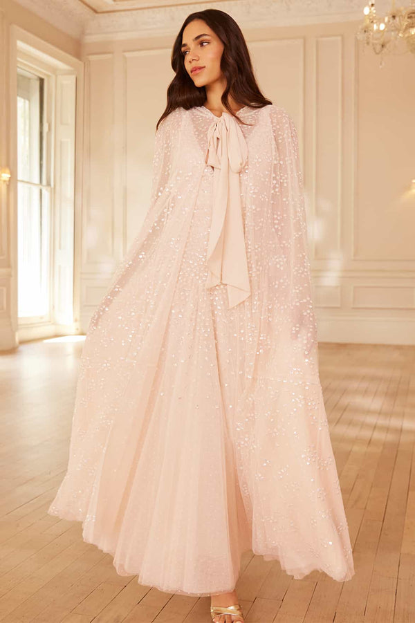 needle & thread Dappled Sequin Hooded Long Cape