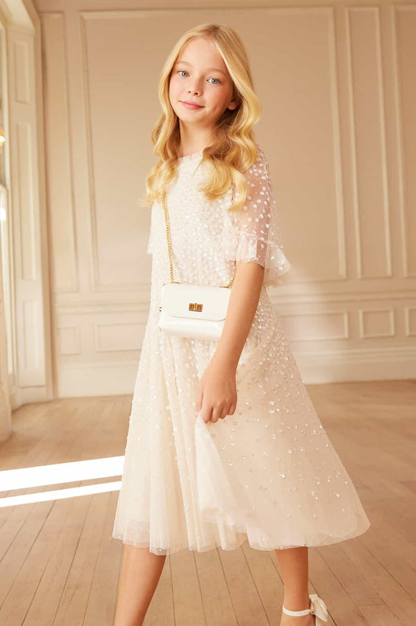 needle & thread Dappled Sequin Short Cape Kids Dress