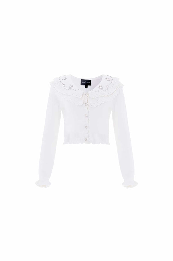 Needle & Thread Embellished Collar V-Neck Cardigan
