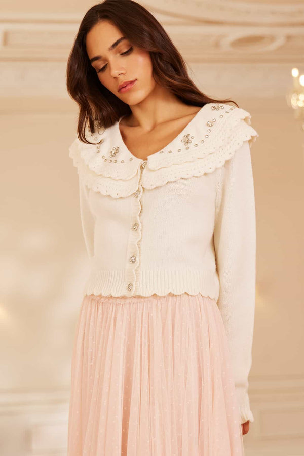 needle & thread Embellished Collar V-Neck Cardigan