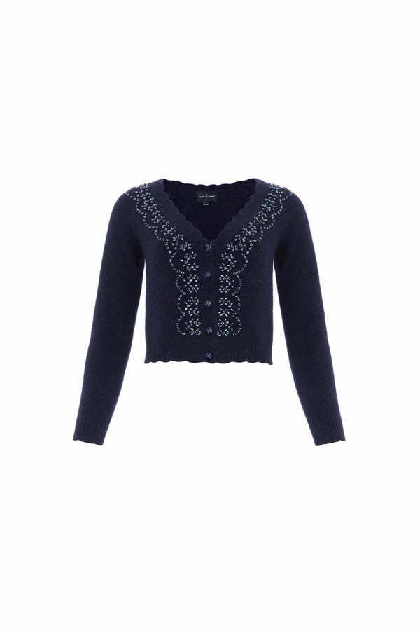 Needle & Thread Embellished V-Neck Short Cardigan