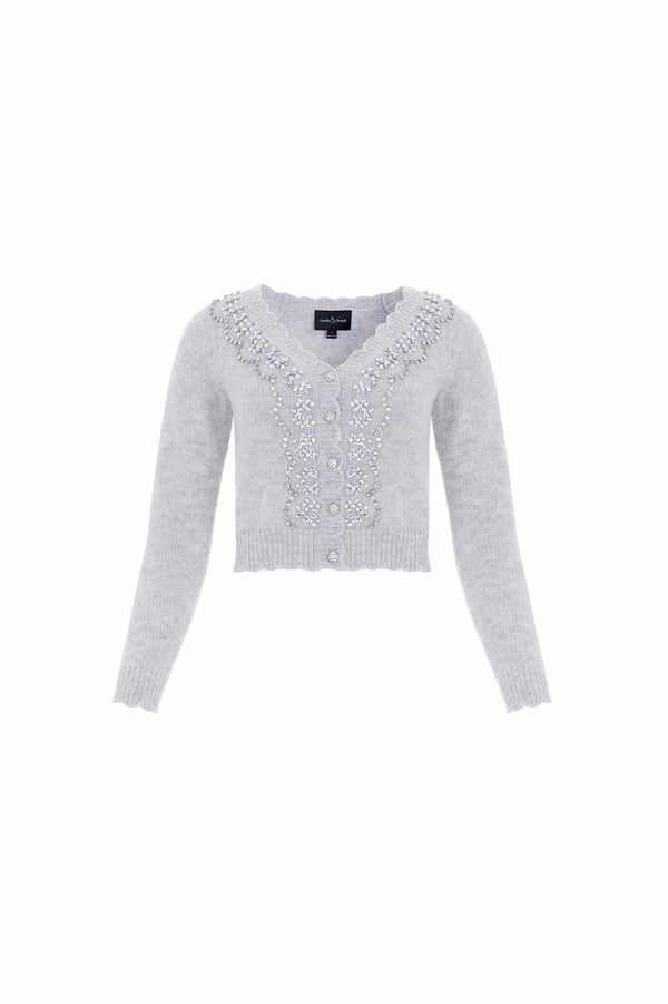 Needle & Thread Embellished V-Neck Short Cardigan