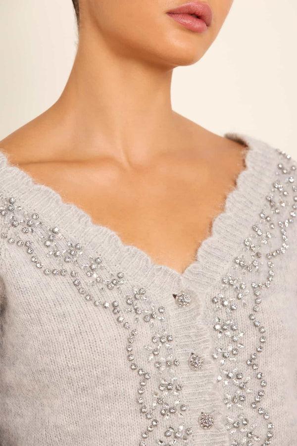 Needle & Thread Embellished V-Neck Short Cardigan