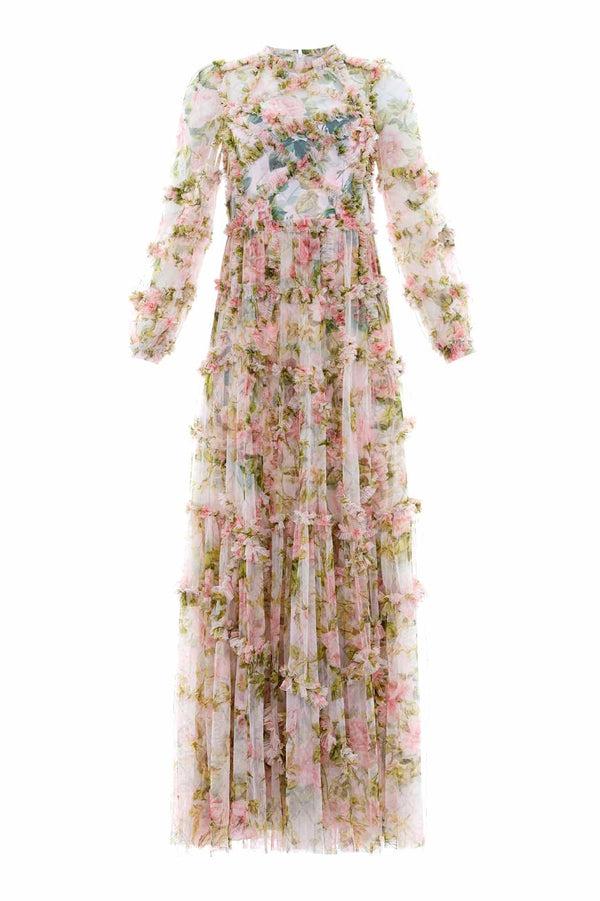Needle & Thread English Rose Diamond Ruffle Gown