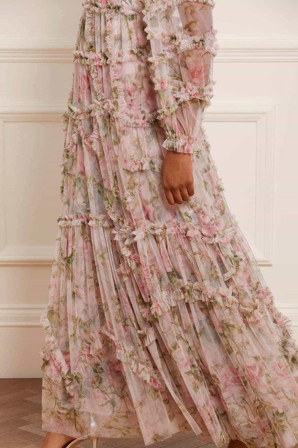 Needle & Thread English Rose Diamond Ruffle Gown