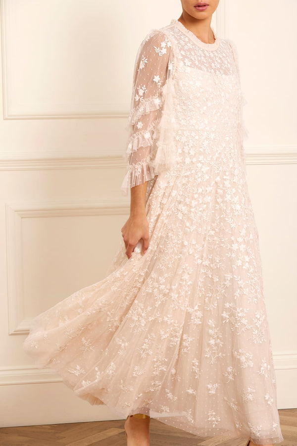 Needle & Thread Everett Bloom Round Neck Ankle Gown