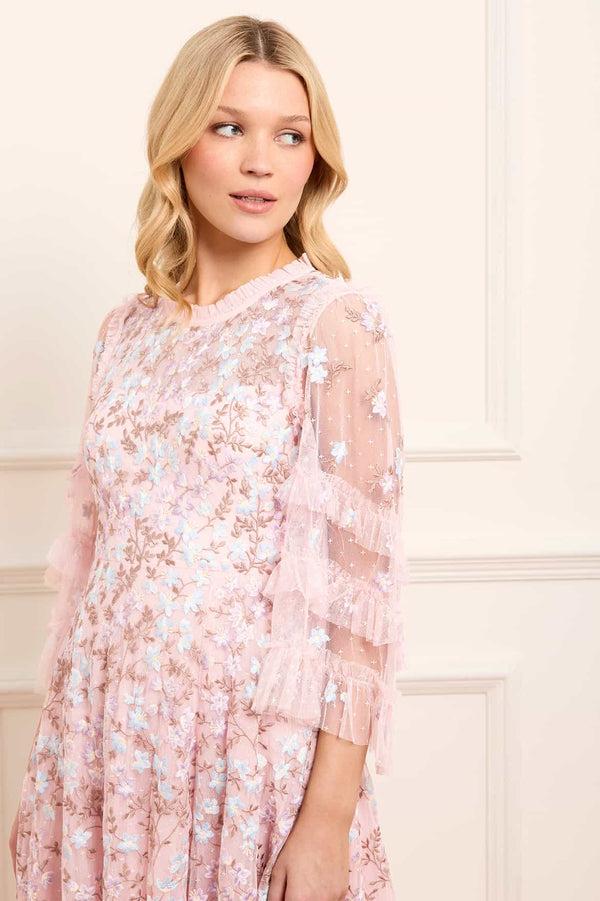 Needle & Thread Everett Bloom Round Neck Ankle Gown