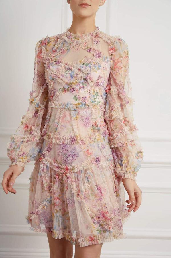 needle & thread Floral Diamond Ruffle Dress