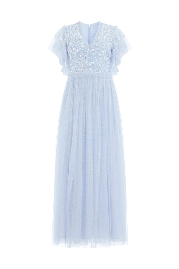 Needle & Thread Floral Lace Bodice V-Neck Ankle Gown