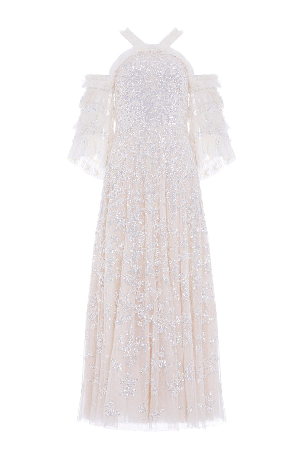 Needle & Thread Floral Lace Off-Shoulder Ankle Gown