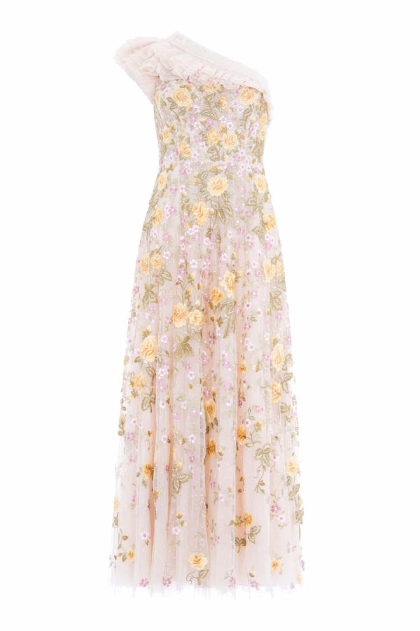 Needle & Thread Florine One-Shoulder Ankle Gown