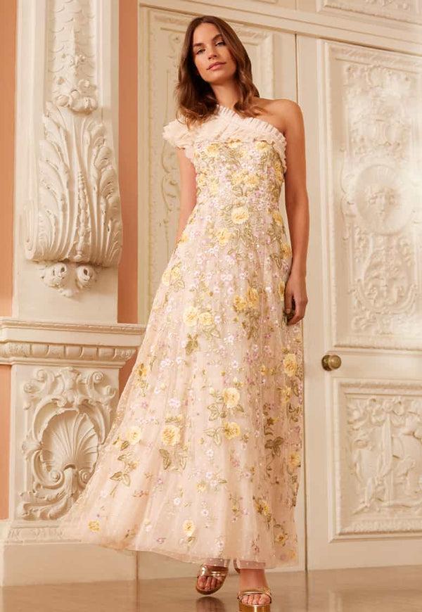 needle & thread Florine One-Shoulder Ankle Gown