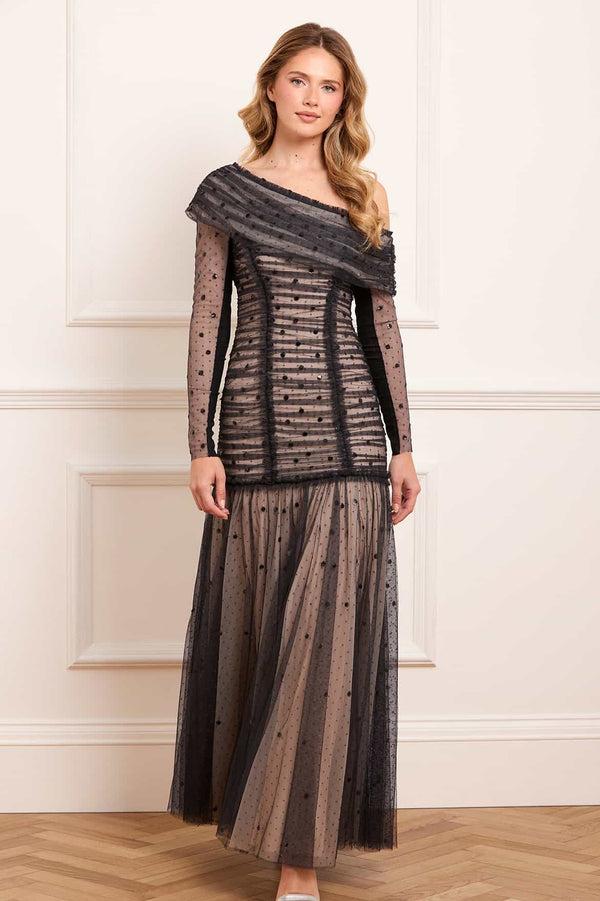 Needle & Thread Gigi Dot One-Shoulder Rouched Gown