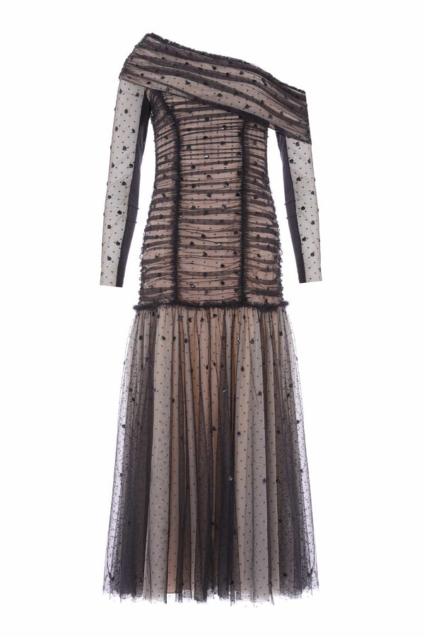 Needle & Thread Gigi Dot One-Shoulder Rouched Gown