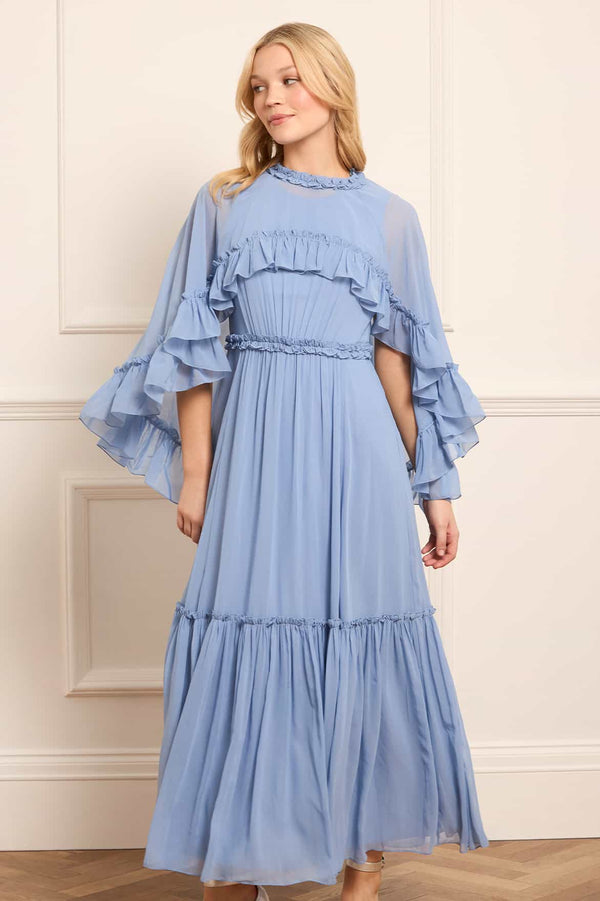 needle & thread Harper Chiffon Cape Ankle Gown