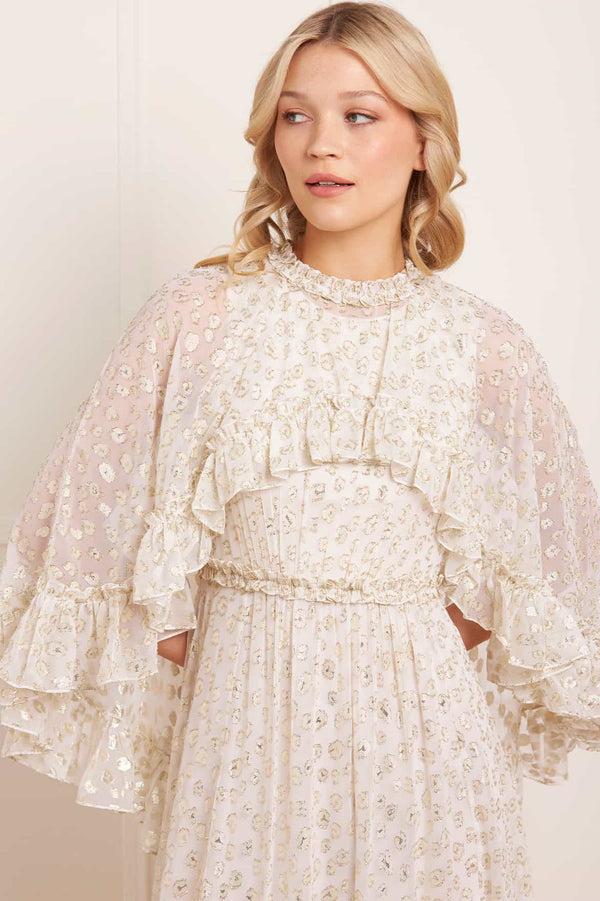 Needle & Thread Harper Lurex Cape Ankle Gown