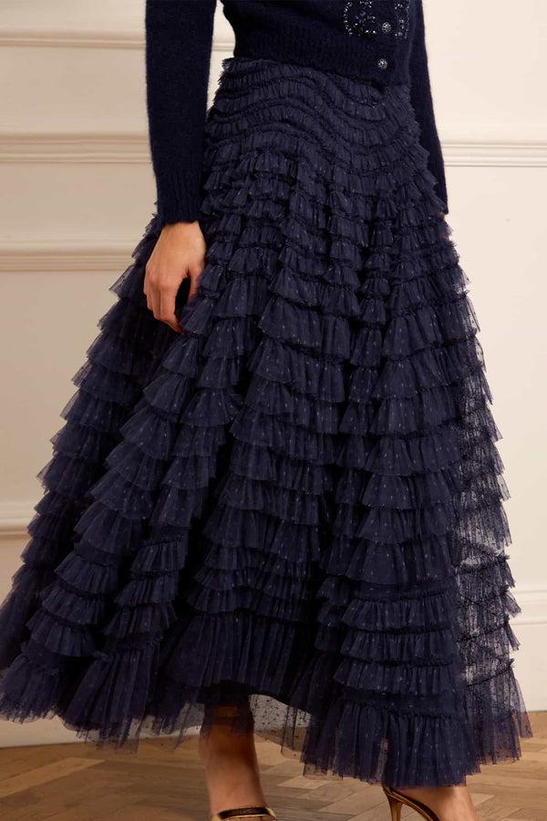 needle & thread Hattie Ruffle Ankle Skirt