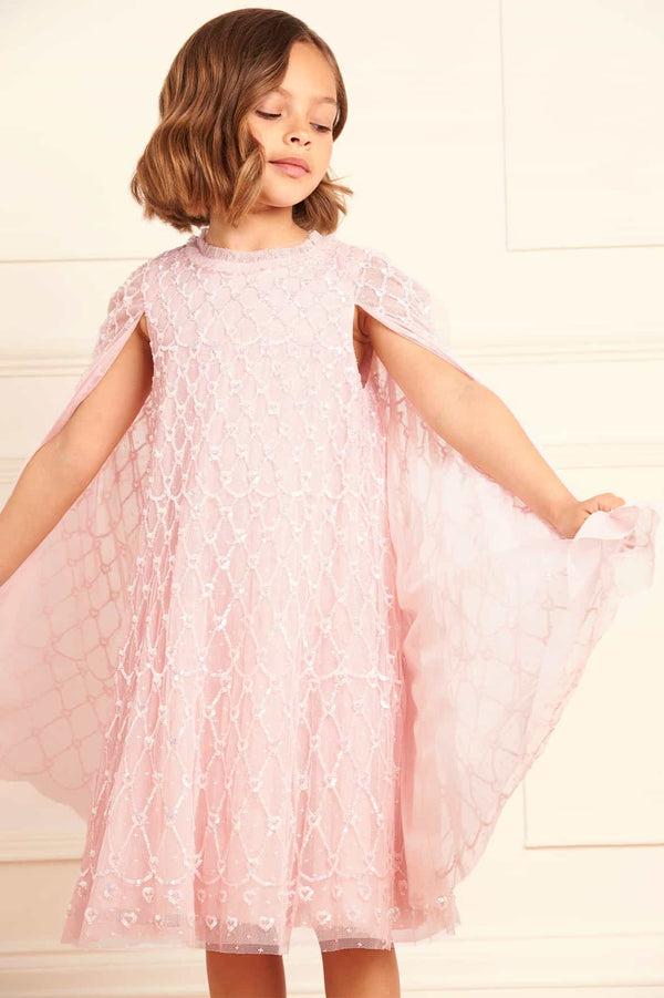 Needle & Thread Heart Lattice Cape Kids Dress