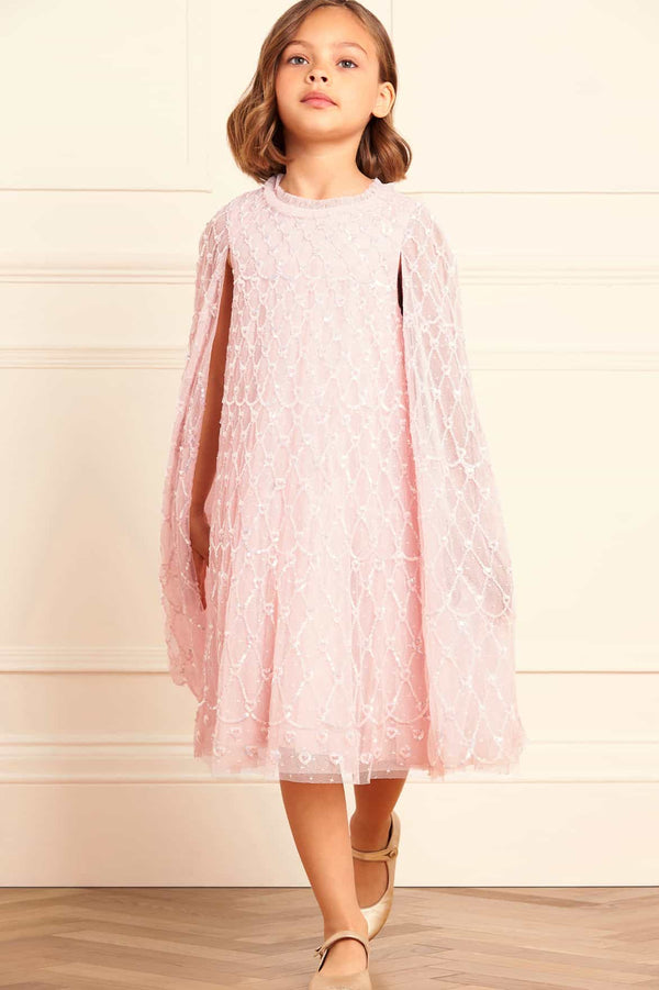 Needle & Thread Heart Lattice Cape Kids Dress