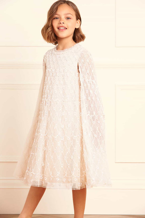 Needle & Thread Heart Lattice Cape Kids Dress