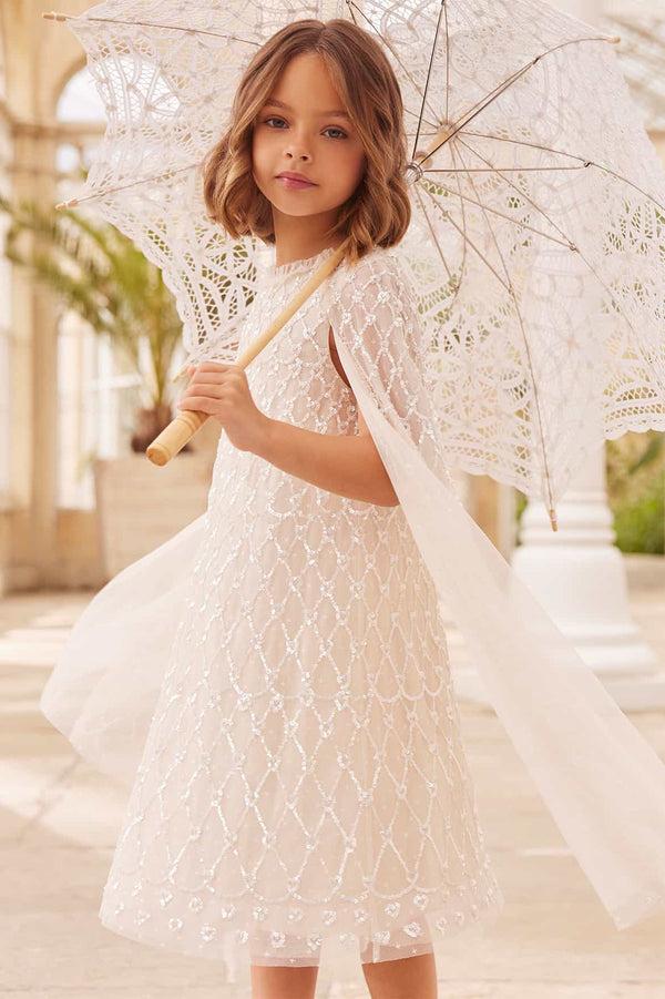 needle & thread Heart Lattice Cape Kids Dress