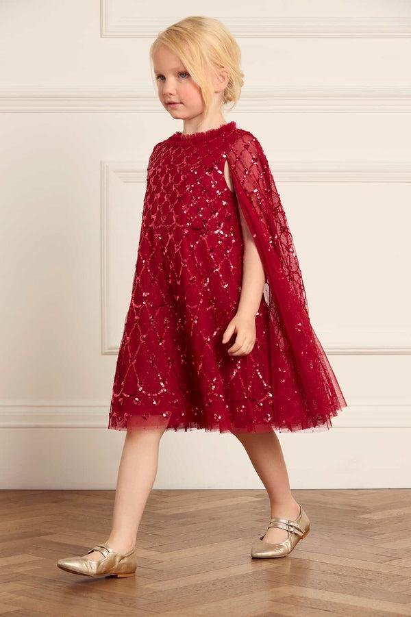 Needle & Thread Heart Lattice Cape Kids Dress