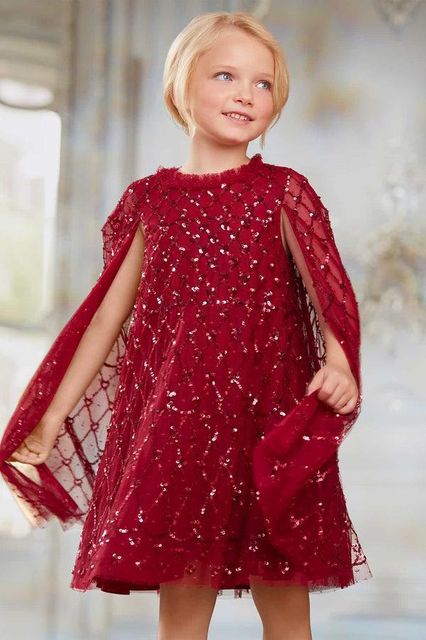 needle & thread Heart Lattice Cape Kids Dress