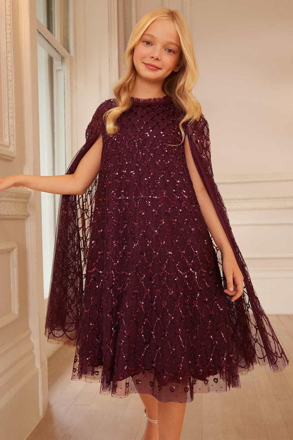 needle & thread Heart Lattice Cape Kids Dress