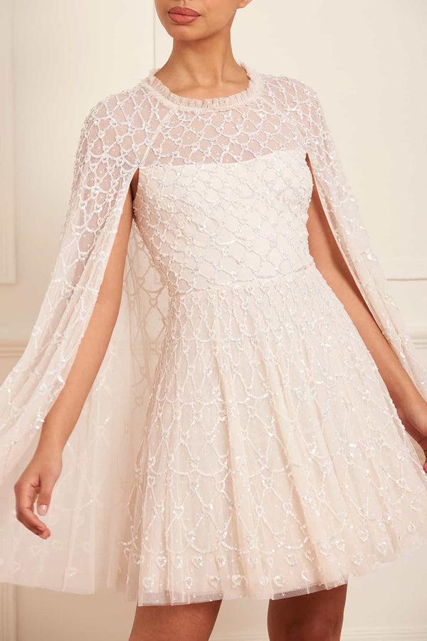 Needle & Thread Heart Lattice Micro Mini Dress