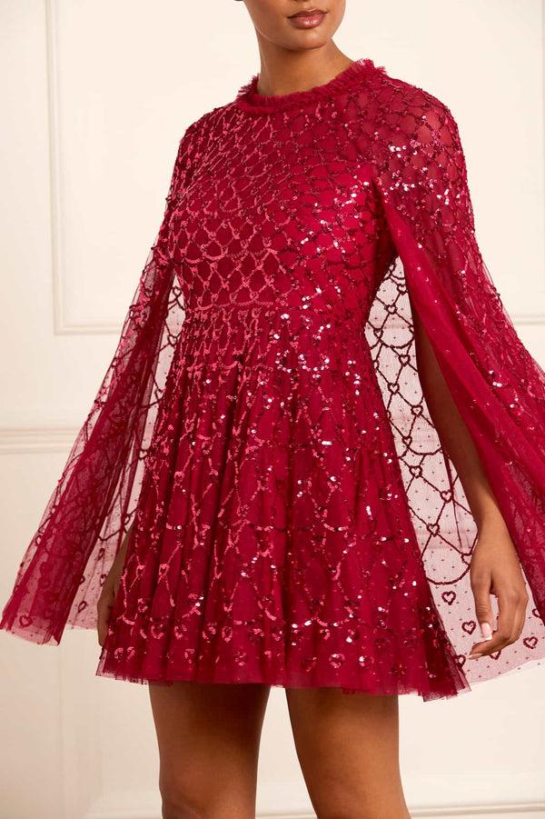 Needle & Thread Heart Lattice Micro Mini Dress