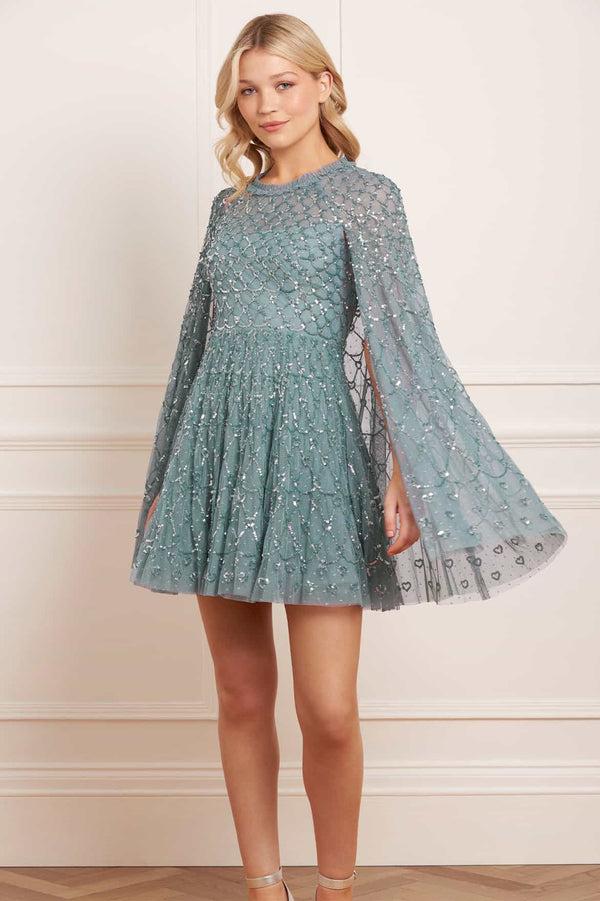 Needle & Thread Heart Lattice Micro Mini Dress