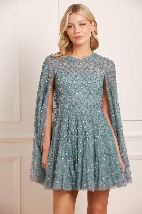 needle & thread Heart Lattice Micro Mini Dress