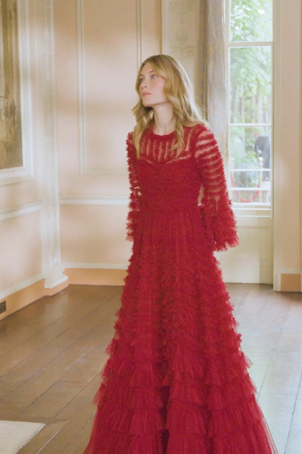 Needle & Thread La Vie En Rose Round Neck Gown