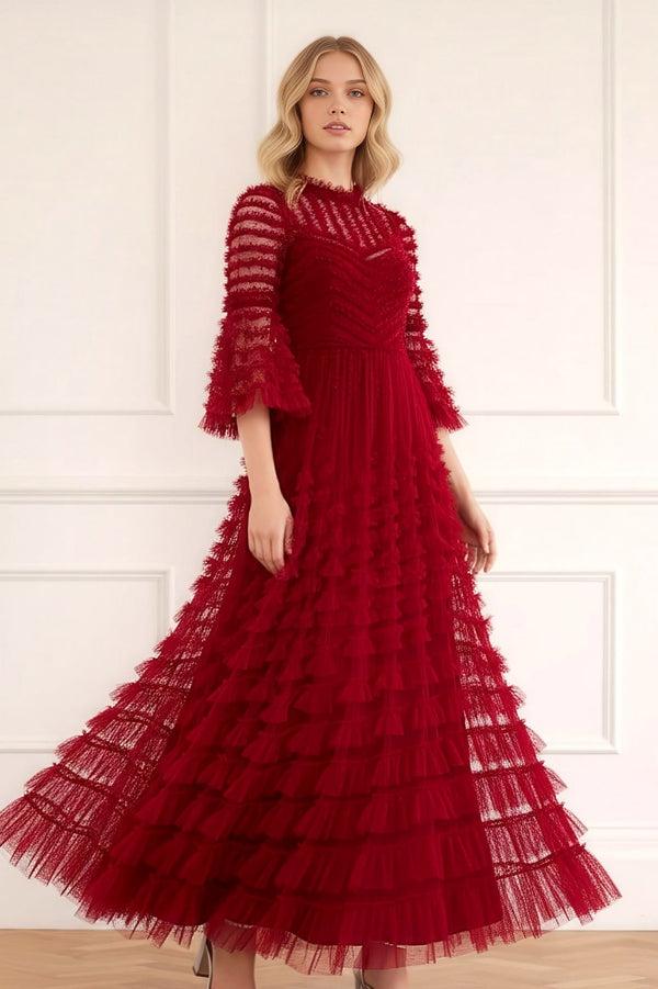 Needle & Thread La Vie En Rose Round Neck Gown