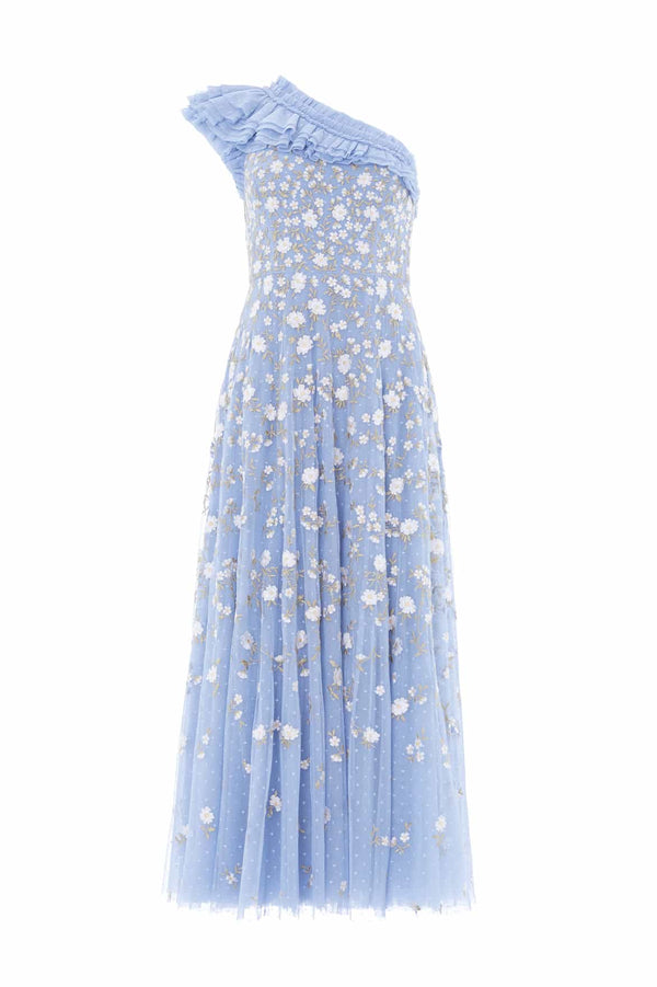 Needle & Thread Lea Ditsy One-Shoulder Ankle Gown