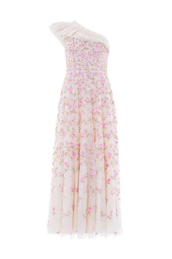 Needle & Thread Lea Ditsy One-Shoulder Ankle Gown