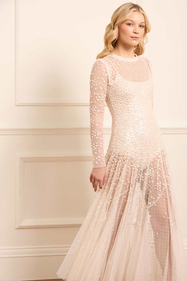 Needle & Thread Leila Dot Sheer Ankle Gown