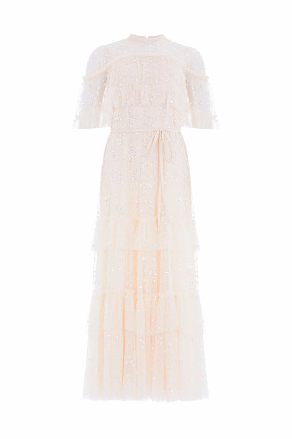 Needle & Thread Leila Dot Tiered Cape Ankle Gown