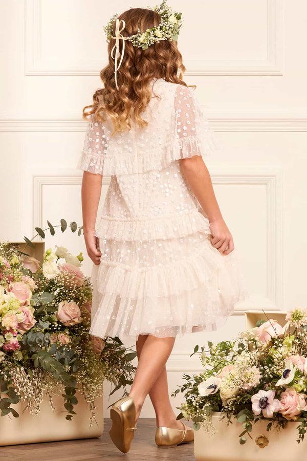 Needle & Thread Leila Dot Tiered Cape Kids Dress