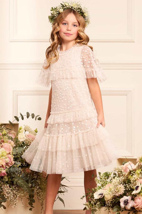 needle & thread Leila Dot Tiered Cape Kids Dress