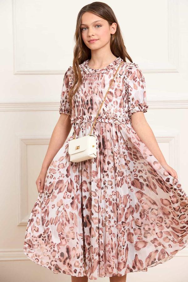 Needle & Thread Leopard Giselle Chiffon Kids Dress