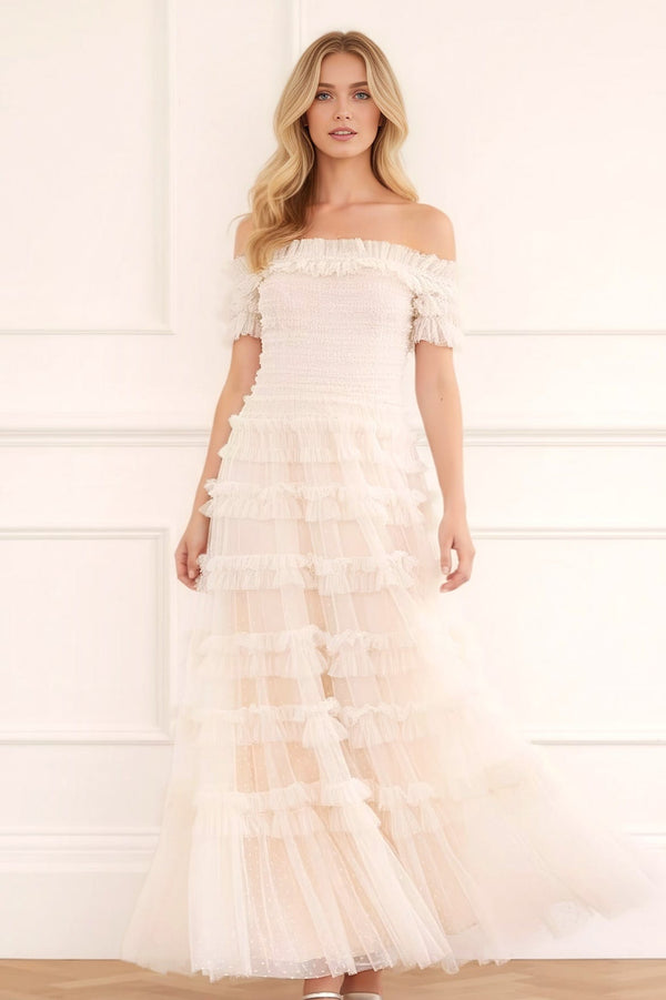 Needle & Thread Lisette Ruffle Off Shoulder Gown