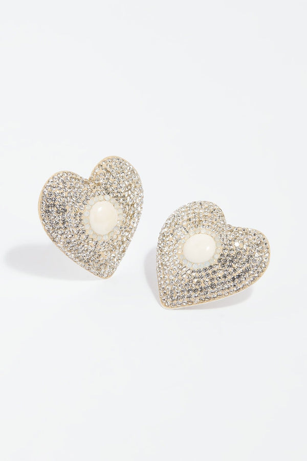 Needle & Thread Loveheart Crystal Stud Earrings