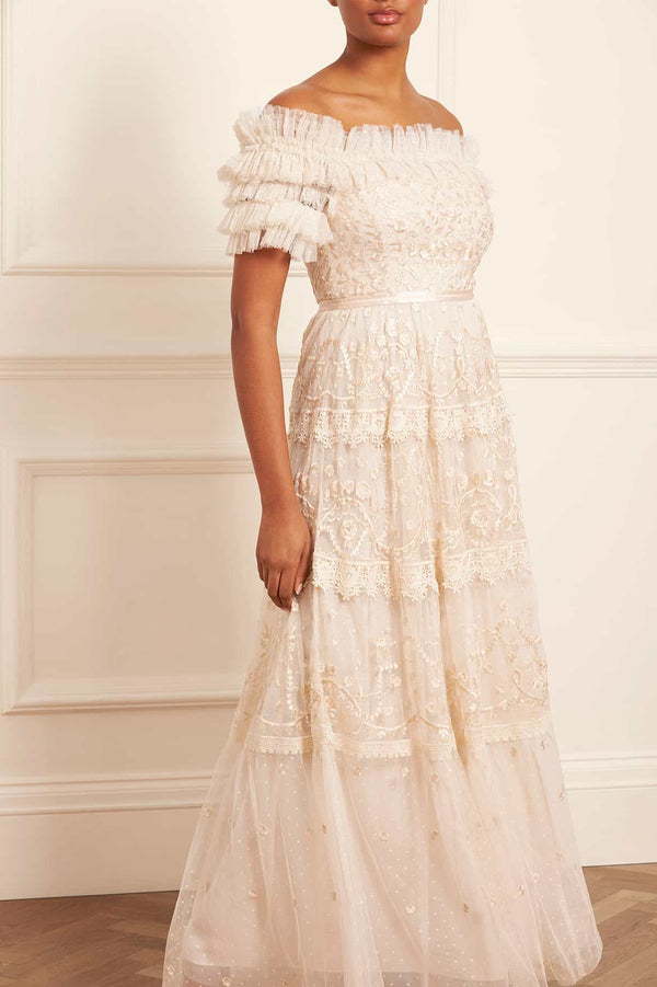 needle & thread Midsummer Lace Off-Shoulder Gown