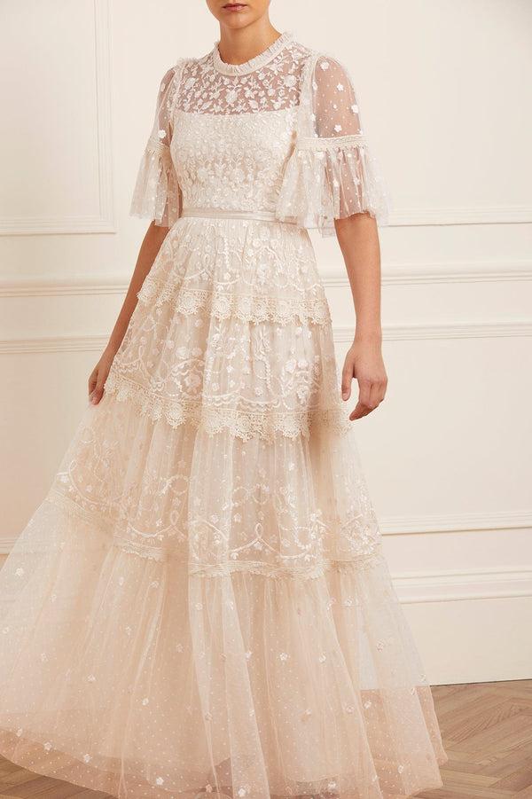 Needle & Thread Midsummer Lace Round Neck Gown