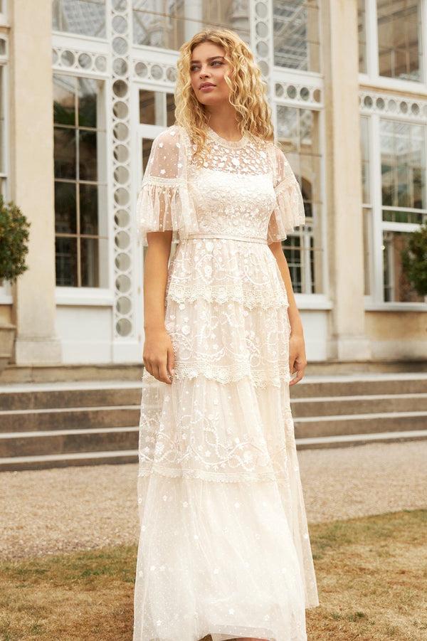 needle & thread Midsummer Lace Round Neck Gown