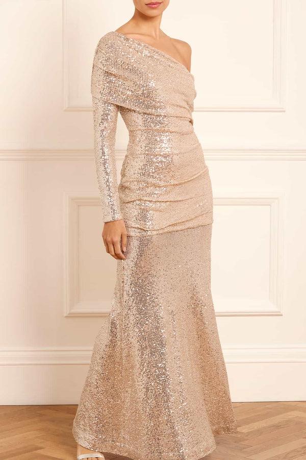 Needle & Thread Nova One-Shoulder Ankle Gown