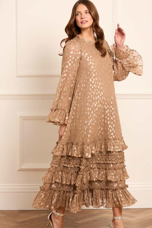 Needle & Thread Odelle Lurex Round Neck Ankle Gown